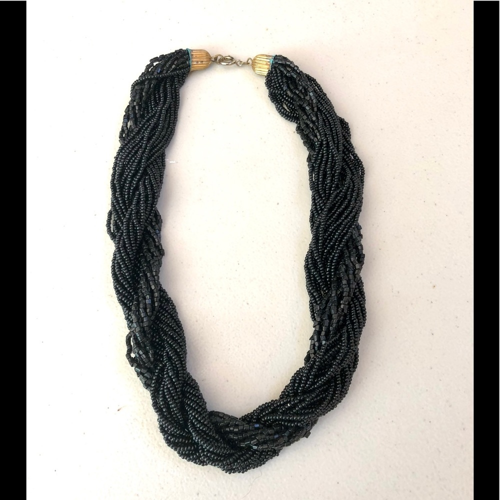 Multiple strands Black Beads on Choker Necklace